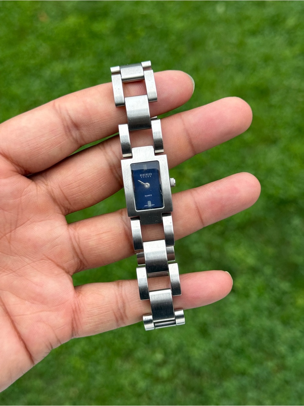 Berenger Quartz Watch Women Silver Steel Blue Stainless Dial Japan